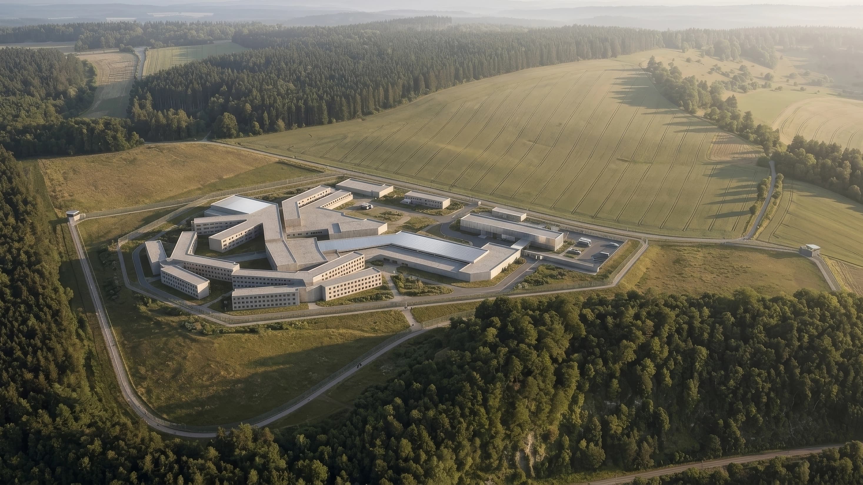 Penitenciarul Rottweil, Germania — proiect de concurs, randare aeriană