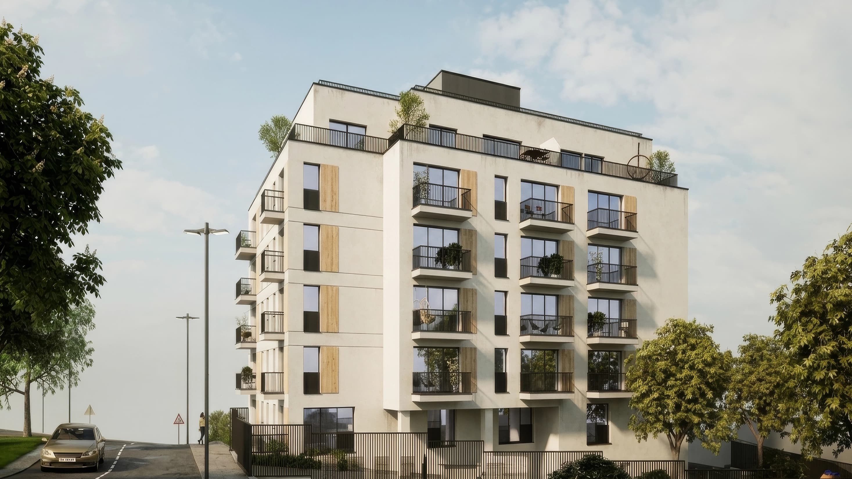 F7 Residence, Cluj-Napoca — ansamblu rezidențial mixt, randare arhitecturală